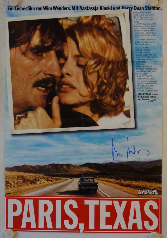 Paris, Texas (autographed) original release german movie poster